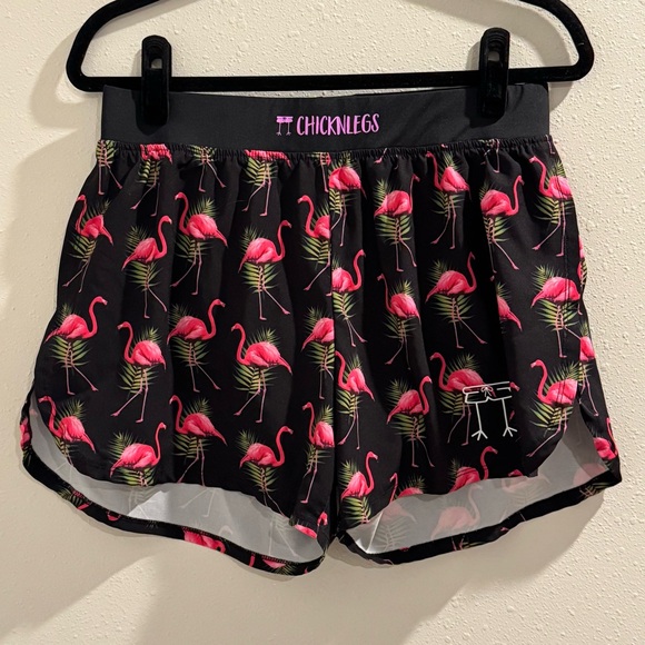 Chicknlegs Pants - Chicknlegs Size Large Flamingo Lined Shorts Running Lightweight Athletic Pocket